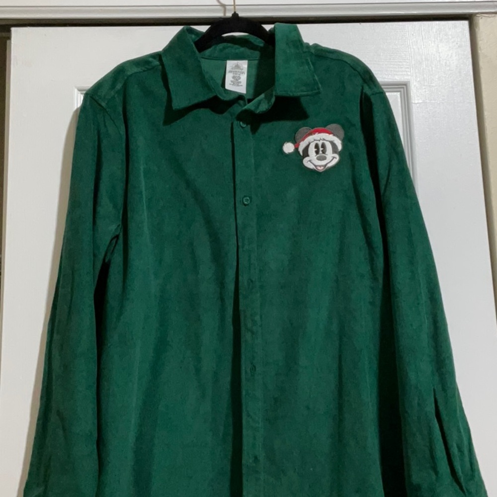 Disney Parks Mickey Christmas Corduroy Button-Up